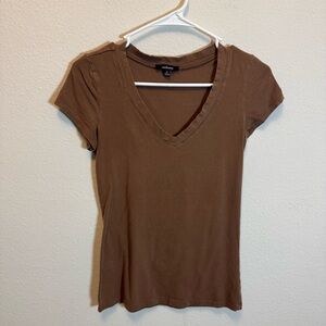 Ambiance Chocolate‎ Brown V-Neck Tee